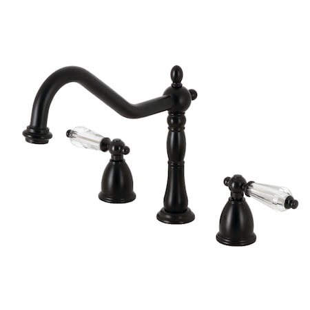 Kingston Brass Widespread Kitchen Faucet, Matte Black KB1790WLLLS